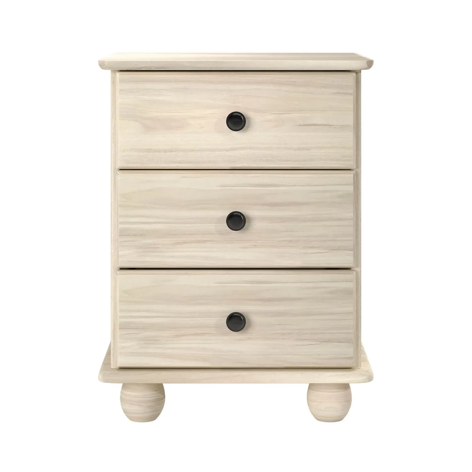 3-Drawer Bedside Table - Light Wood, Pine