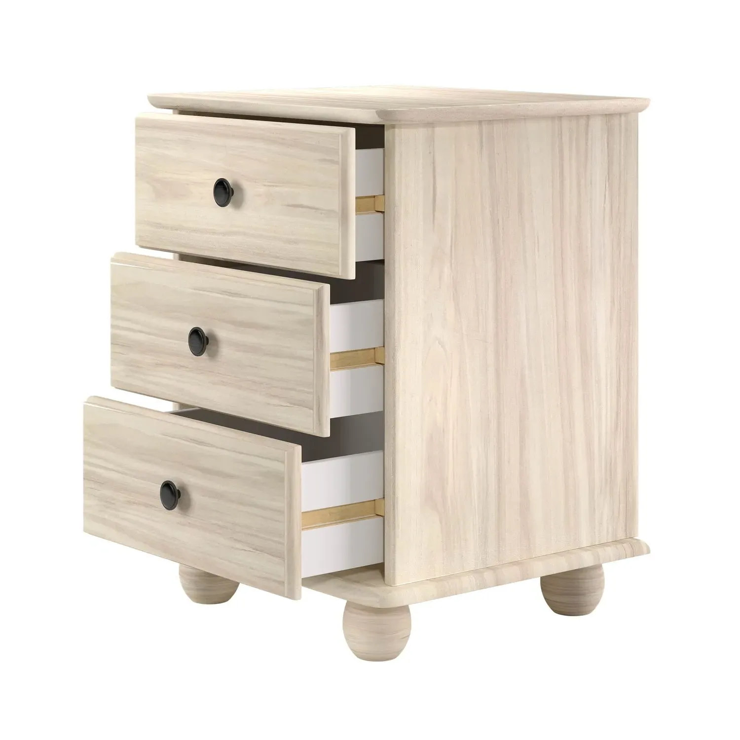 3-Drawer Bedside Table - Light Wood, Pine