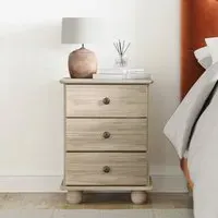 3-Drawer Bedside Table - Light Wood, Pine
