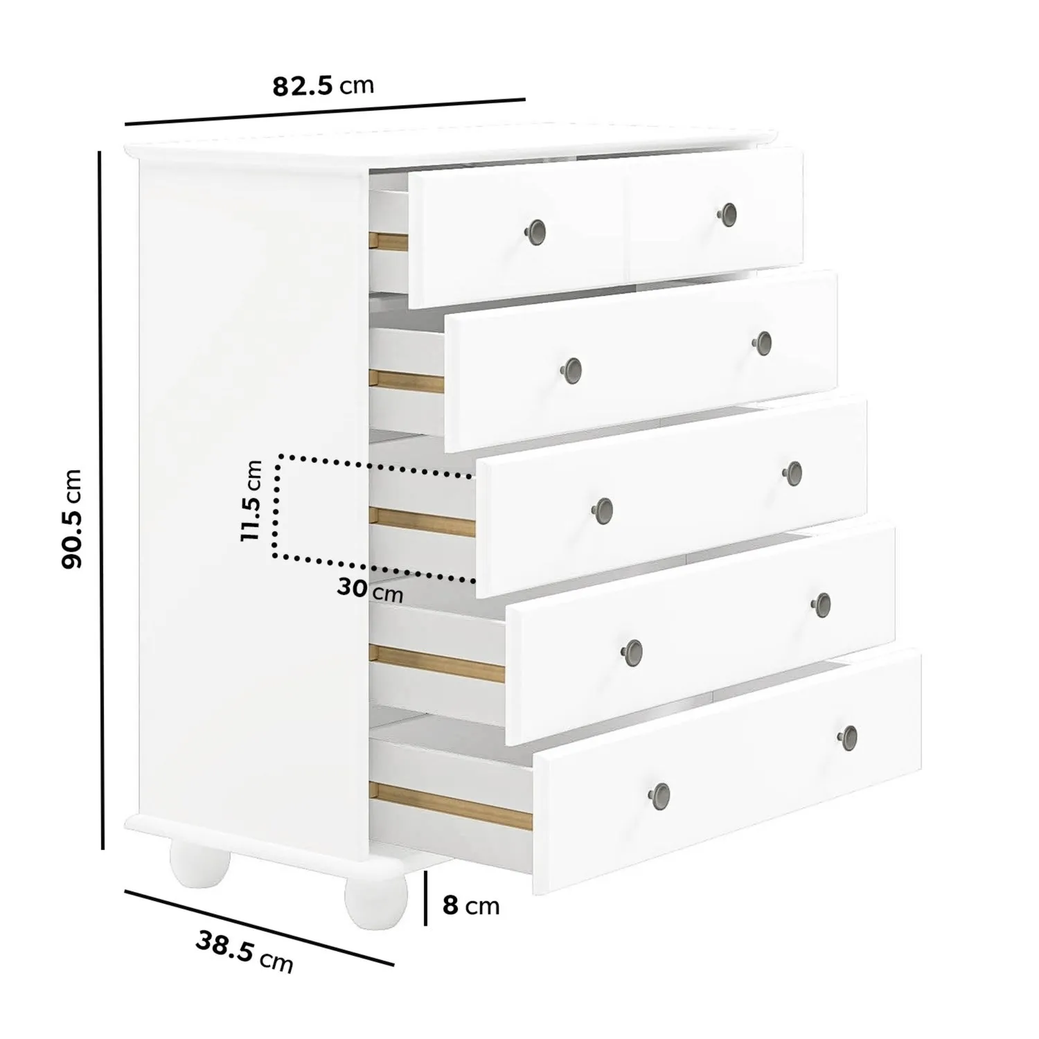 4-Piece Bedroom Furniture Set - White, Pine