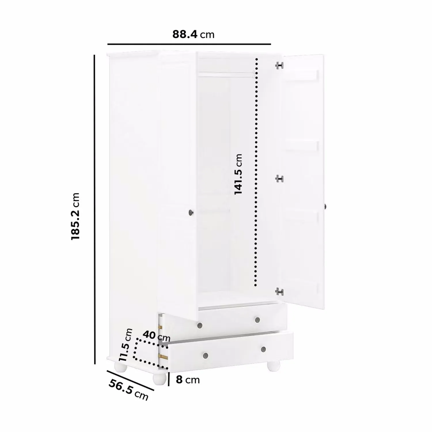 4-Piece Bedroom Furniture Set - White, Pine