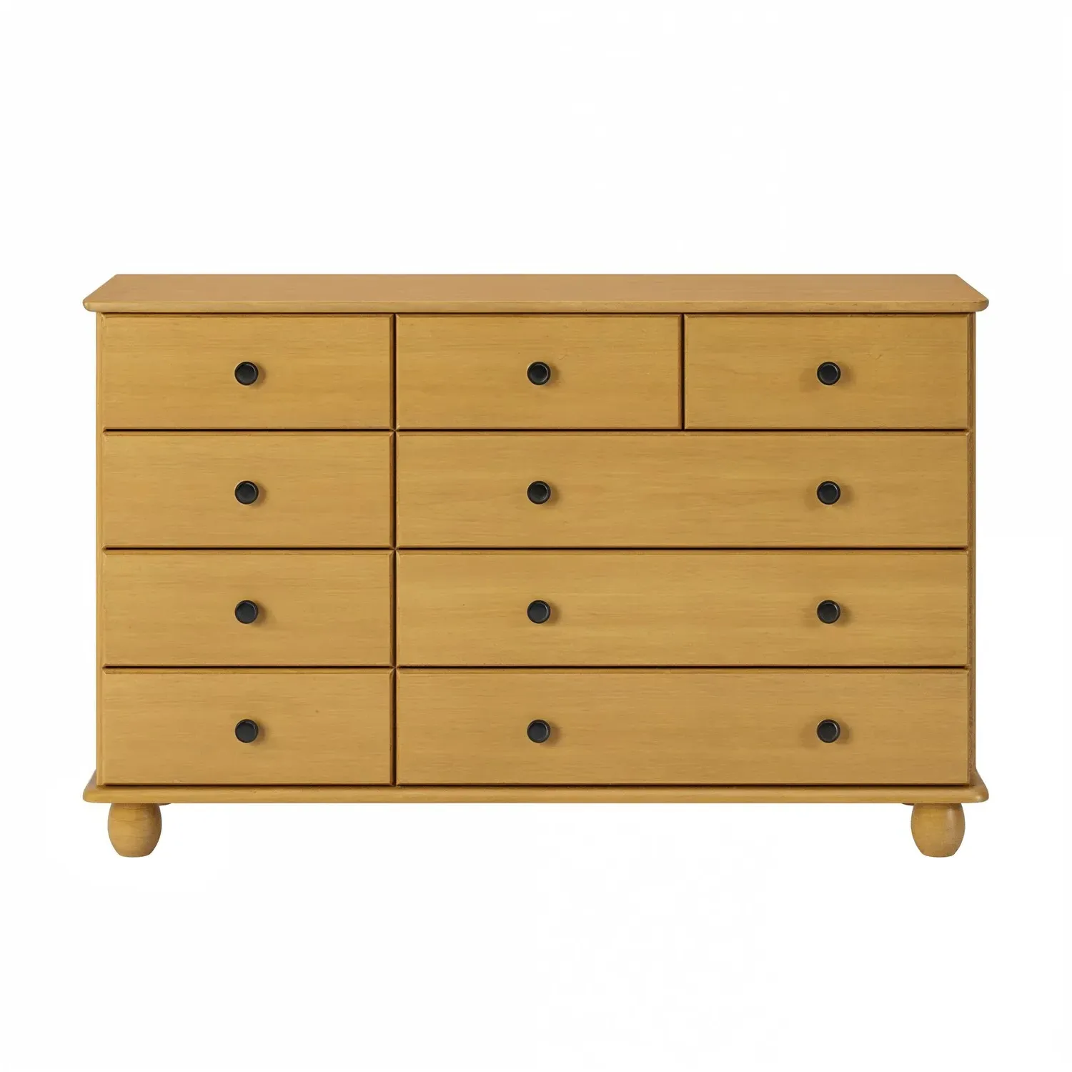 Wide 9-Drawer Chest of Drawers - Brown, Pine