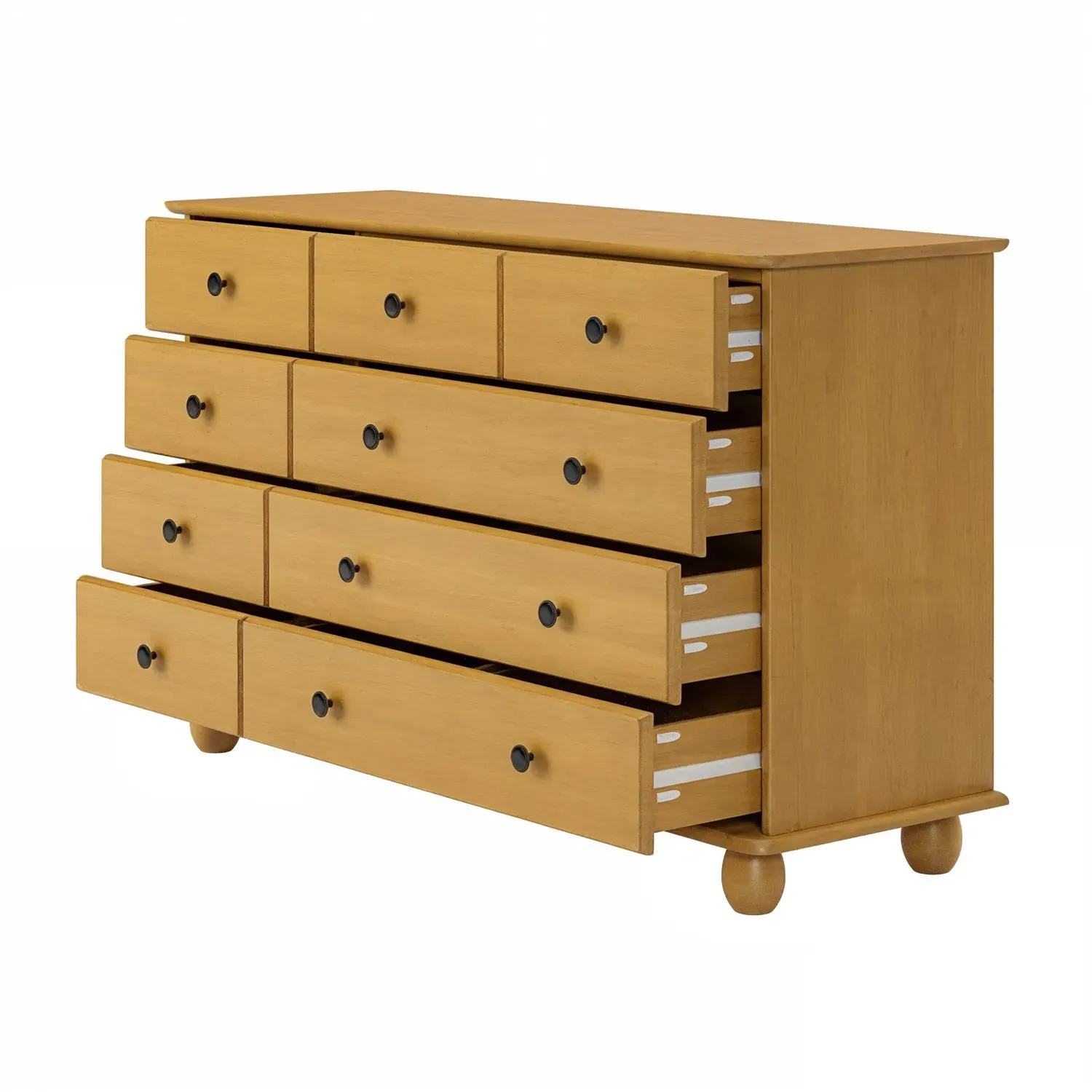 Wide 9-Drawer Chest of Drawers - Brown, Pine