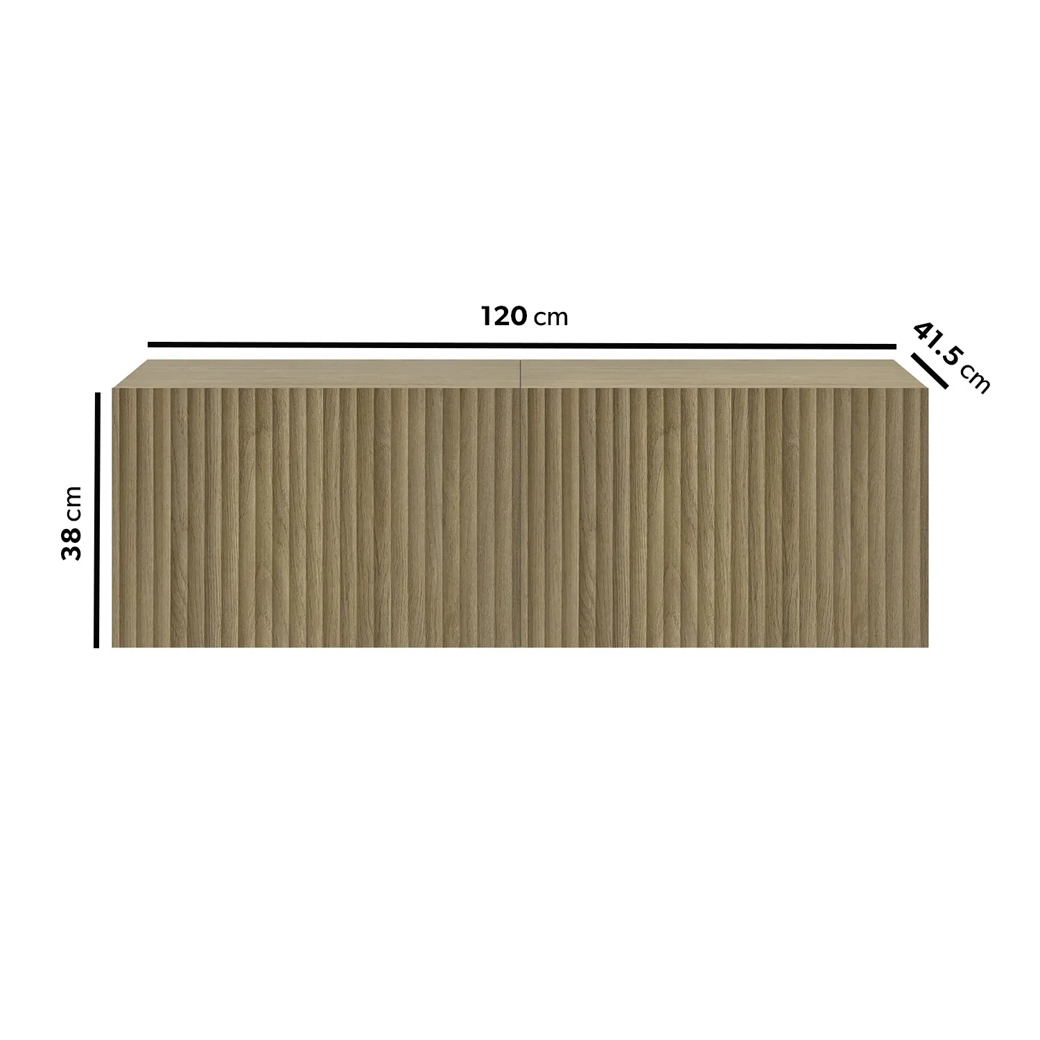 Ribbed TV Stand with Storage - Brown, Oak