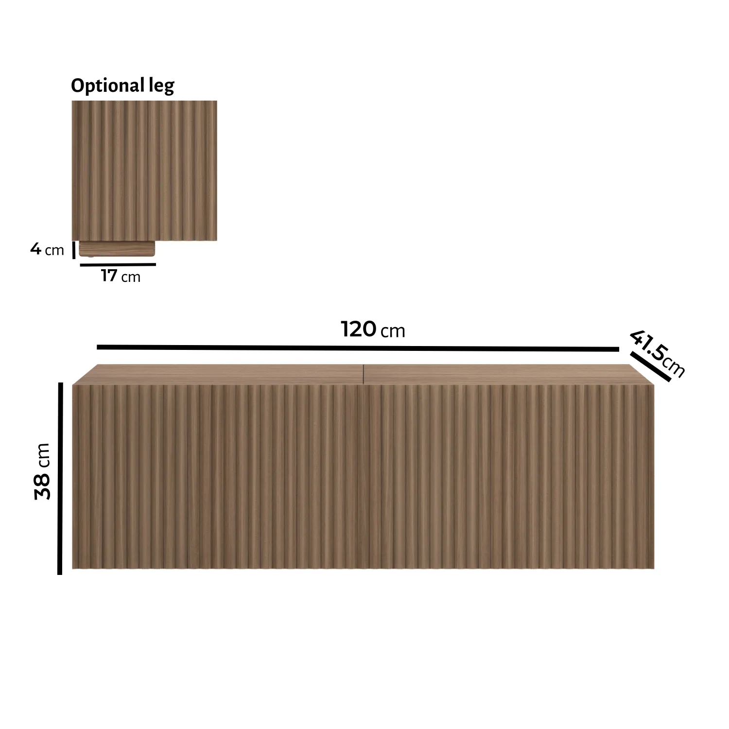 Ribbed TV Stand with Storage - Brown, Walnut