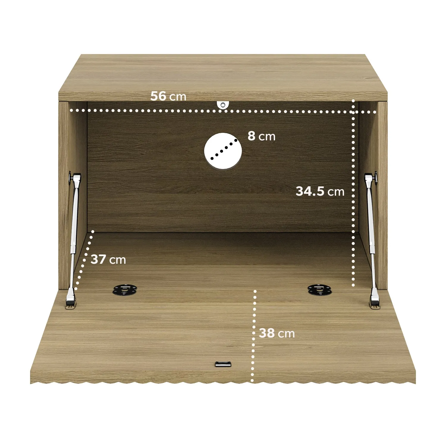 Wide Floating Bedside Table with Storage - Oak
