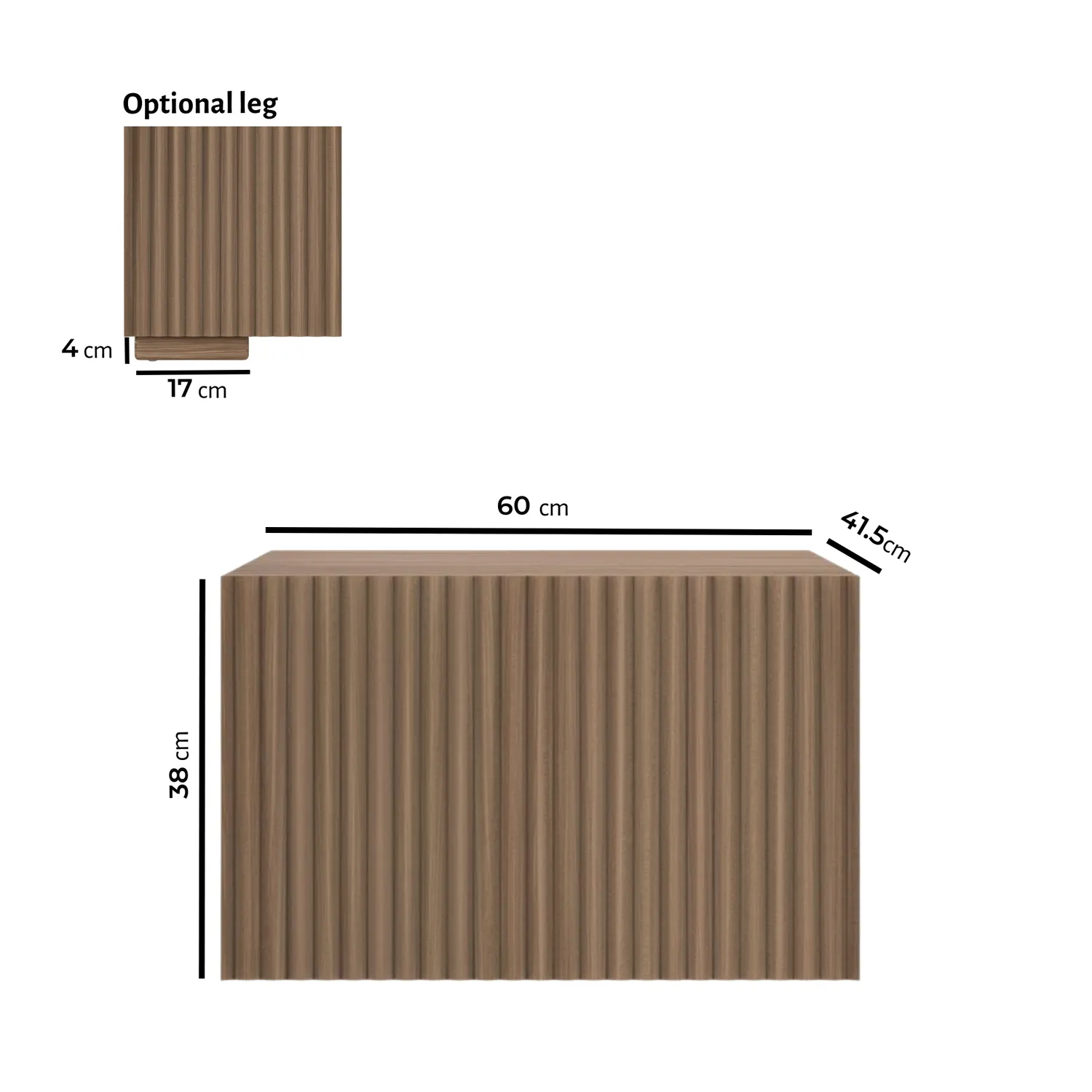 Wide Floating Bedside Table with Storage - Walnut