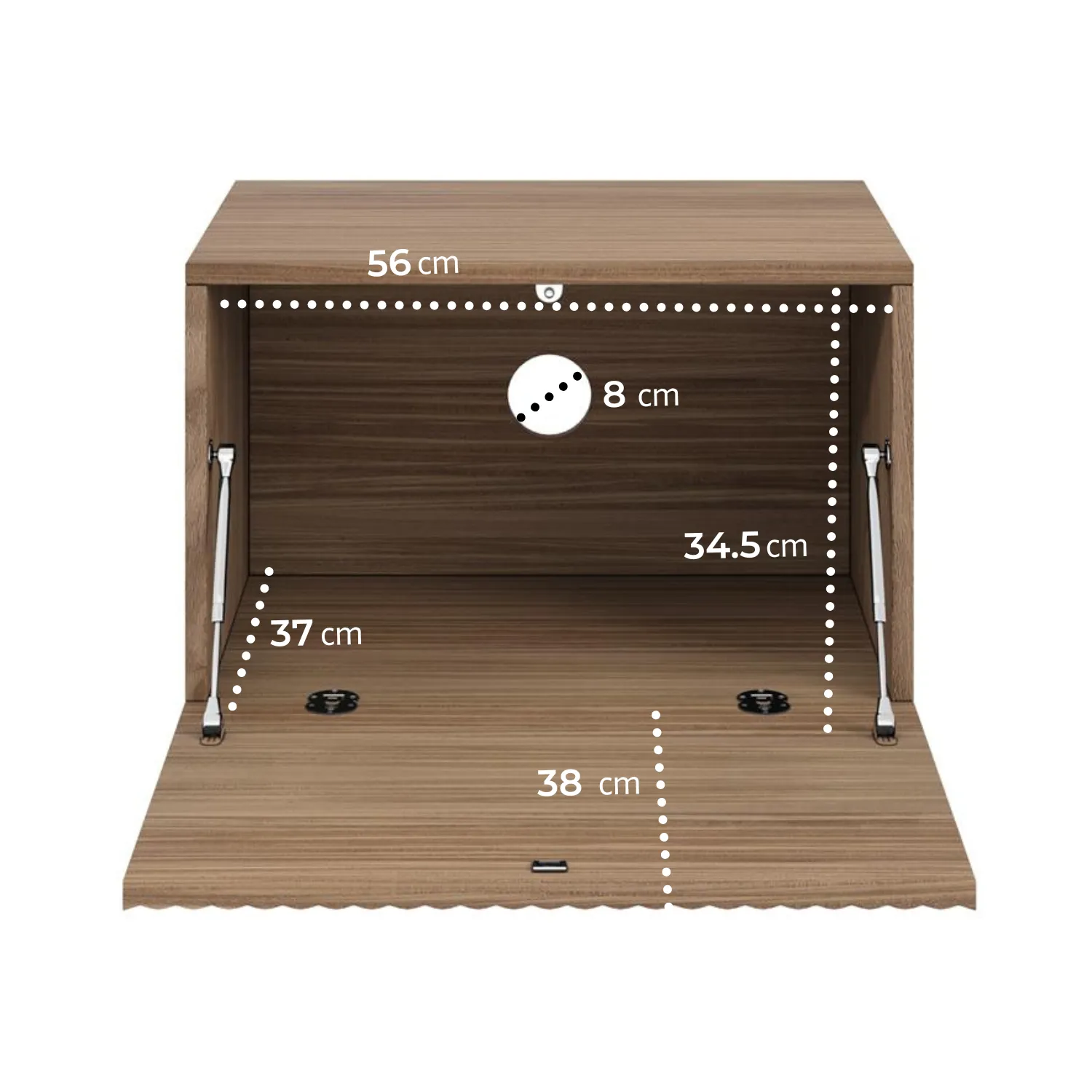 Wide Floating Bedside Table with Storage - Walnut