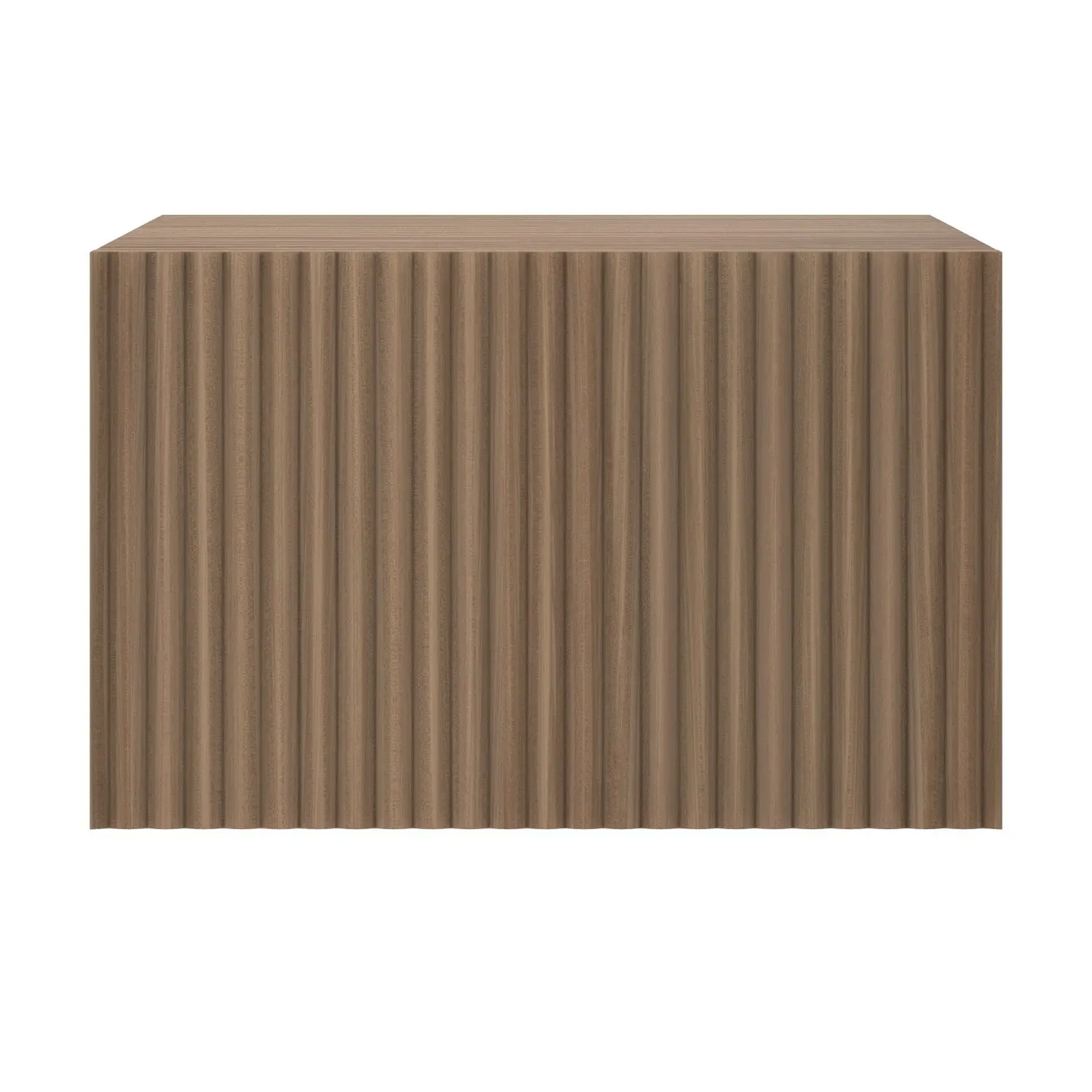 Wide Floating Bedside Table with Storage - Walnut