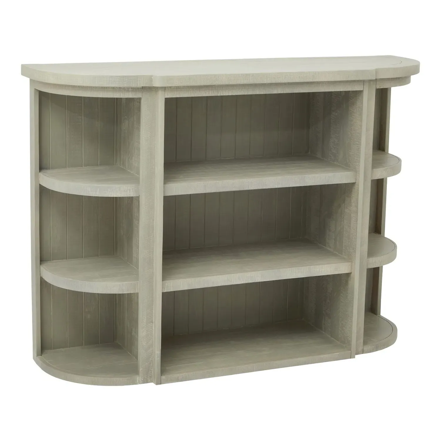 3-Shelf Bookcase with Curved Design - Grey, Wood