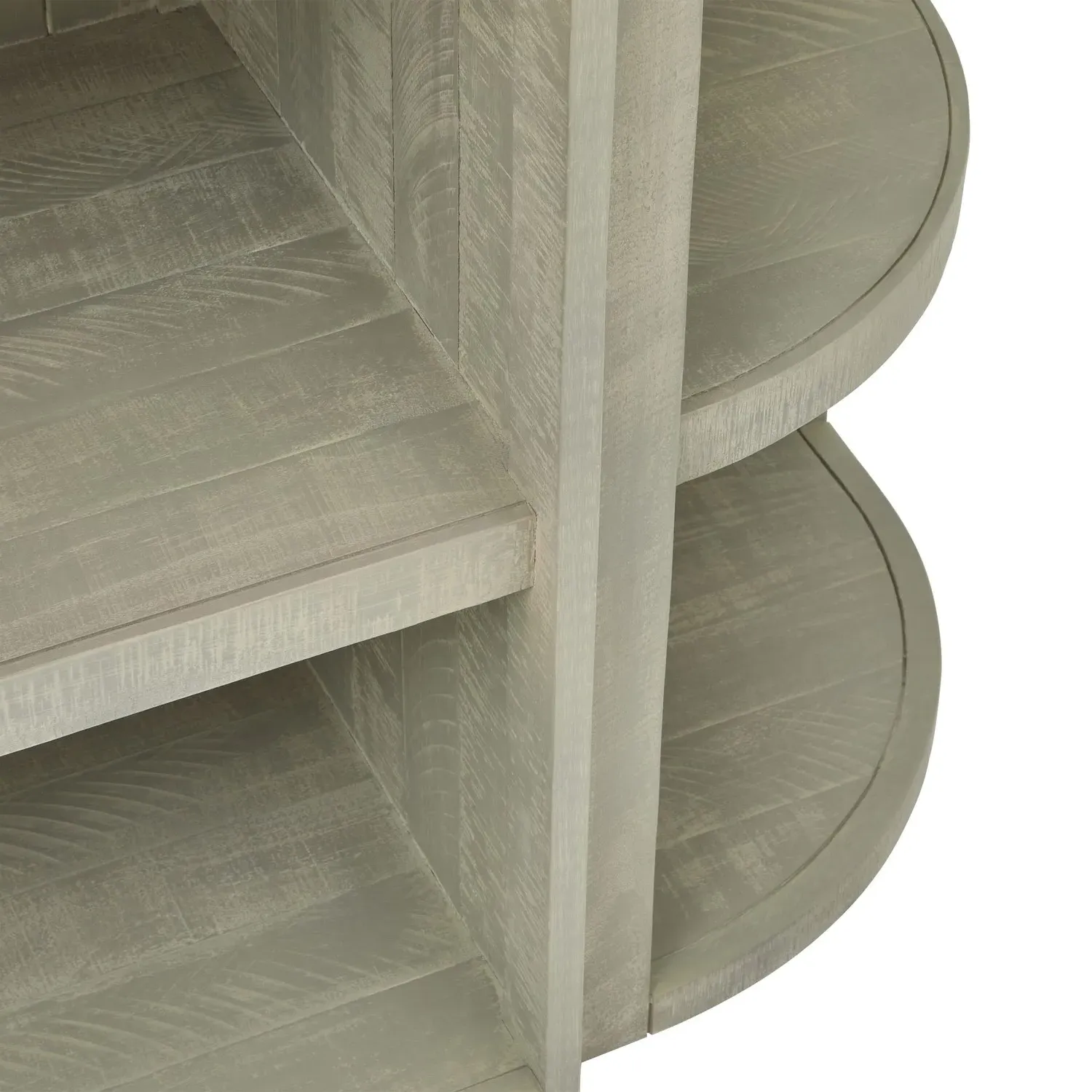 3-Shelf Bookcase with Curved Design - Grey, Wood