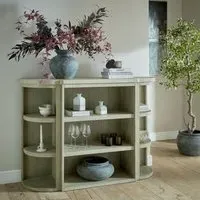 3-Shelf Bookcase with Curved Design - Grey, Wood