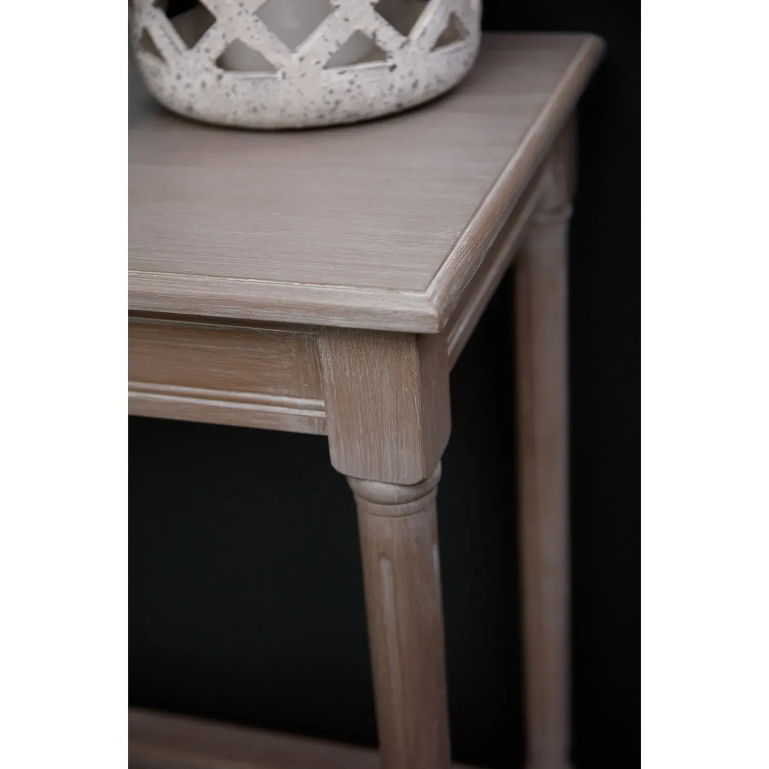 Large Console Table with Rattan Shelf - Taupe, Wood