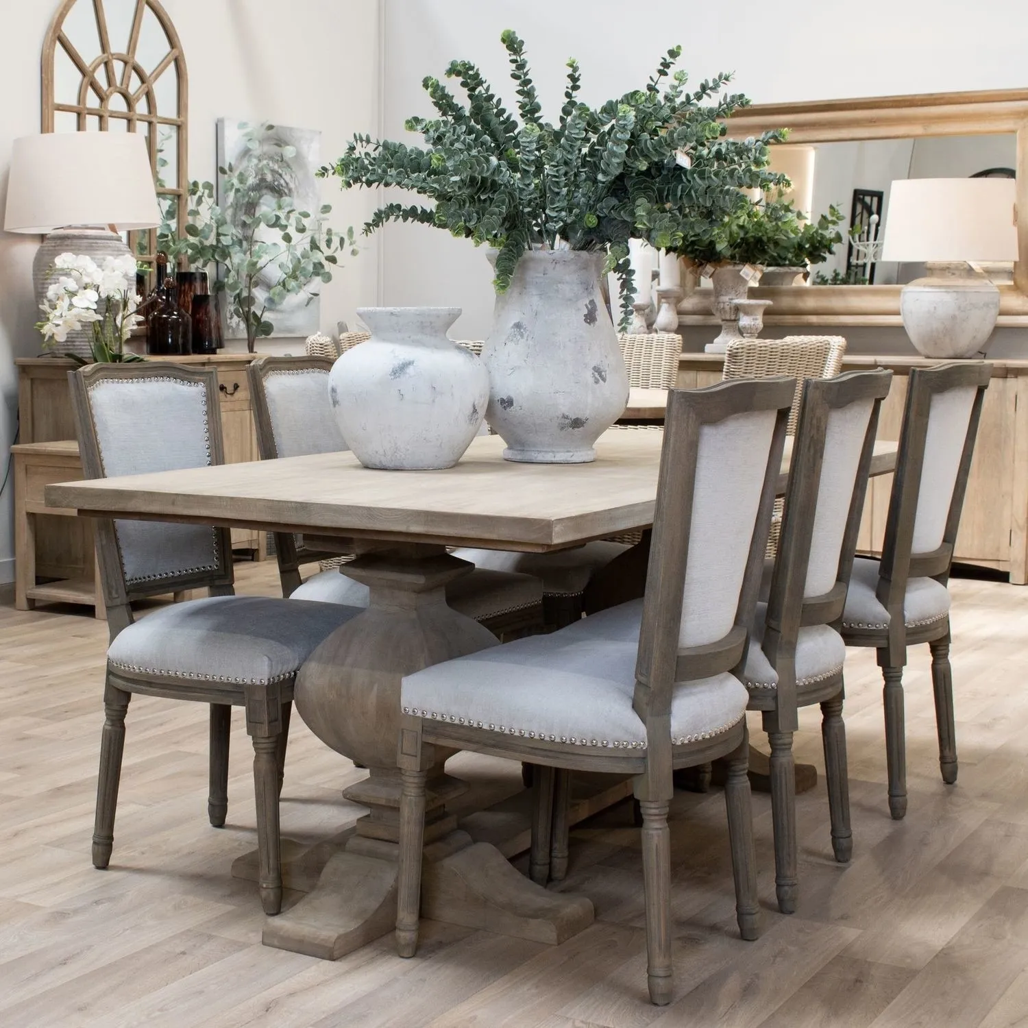 Large Dining Table Seats 6 - Grey, Mango Wood