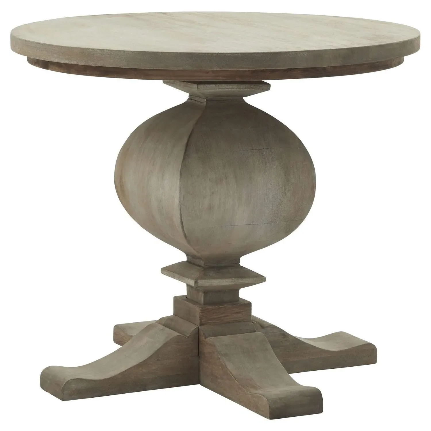 Pedestal Side Table with Drawer - Grey, Mango Wood