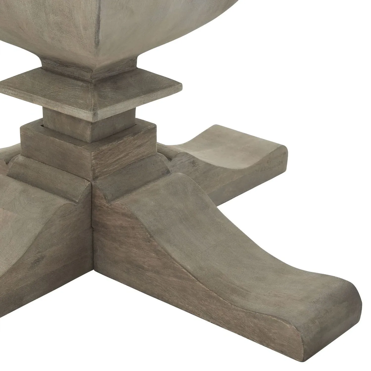 Pedestal Side Table with Drawer - Grey, Mango Wood
