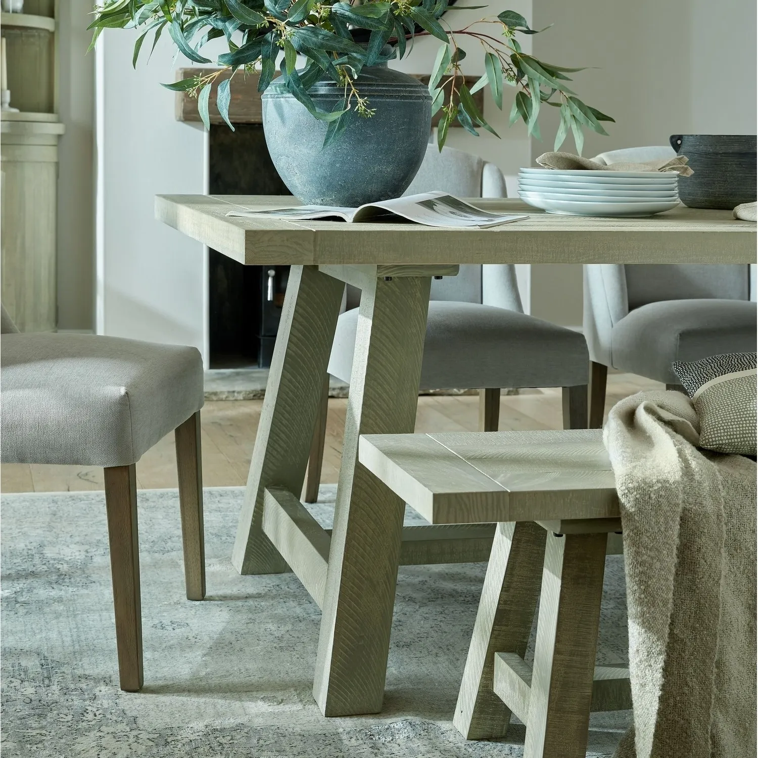 Rectangular Dining Table Seats 6 - Grey, Oak