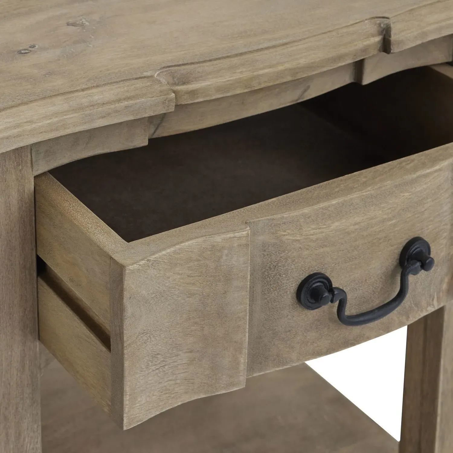 Rectangular Side Table with Drawer - Grey, Mango Wood