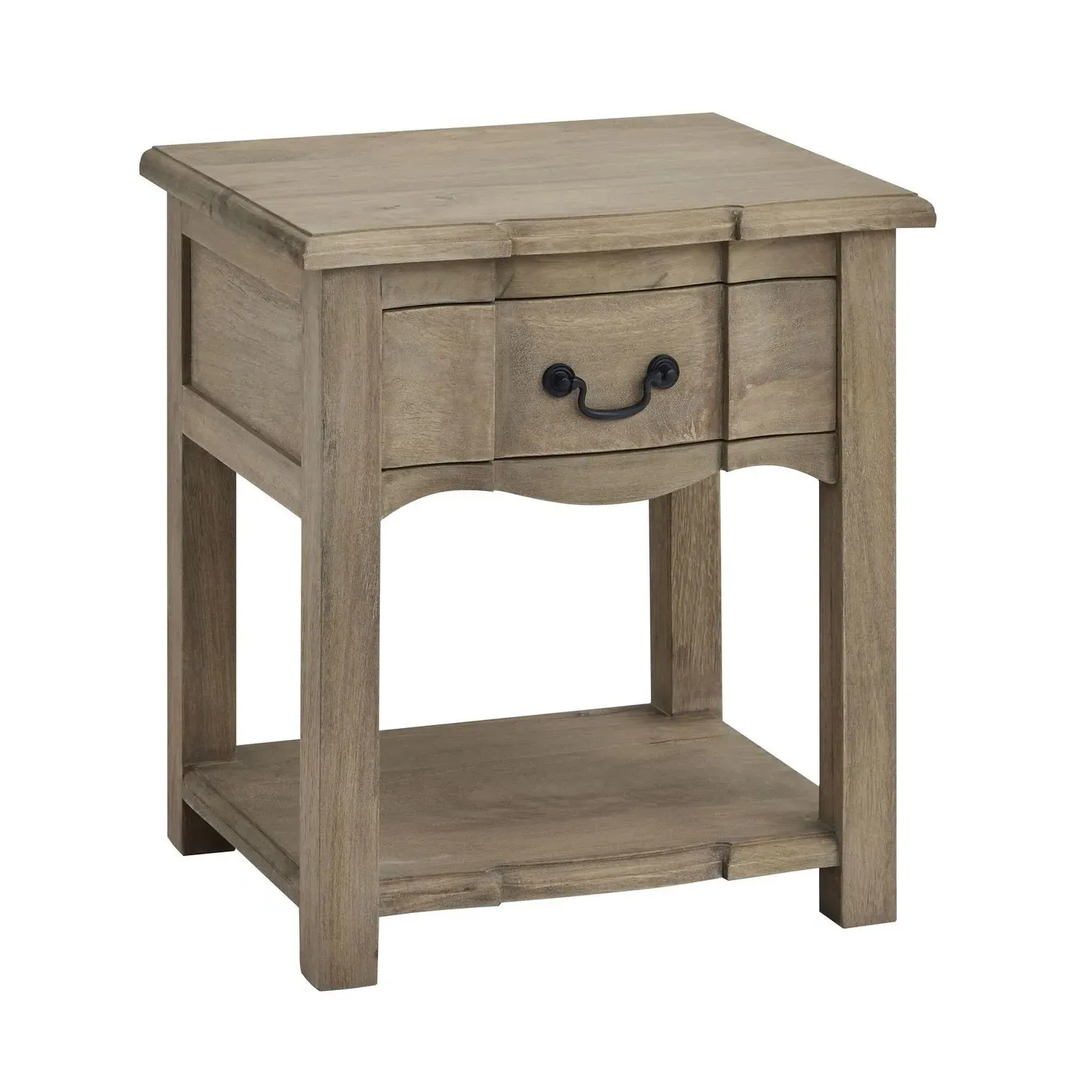 Rectangular Side Table with Drawer - Grey, Mango Wood