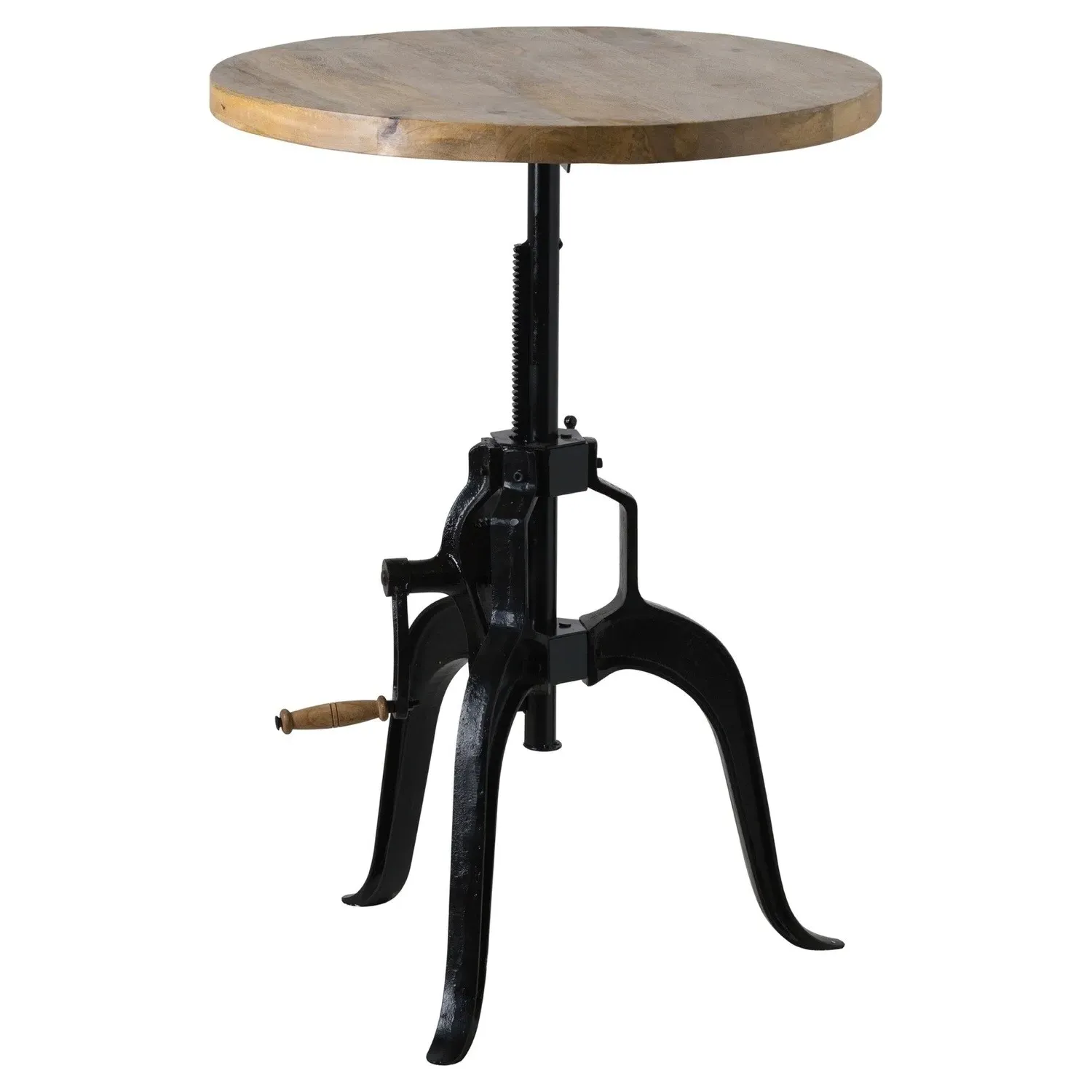 Round Adjustable Bar Table - Brown, Wood
