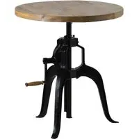 Round Adjustable Bar Table - Brown, Wood
