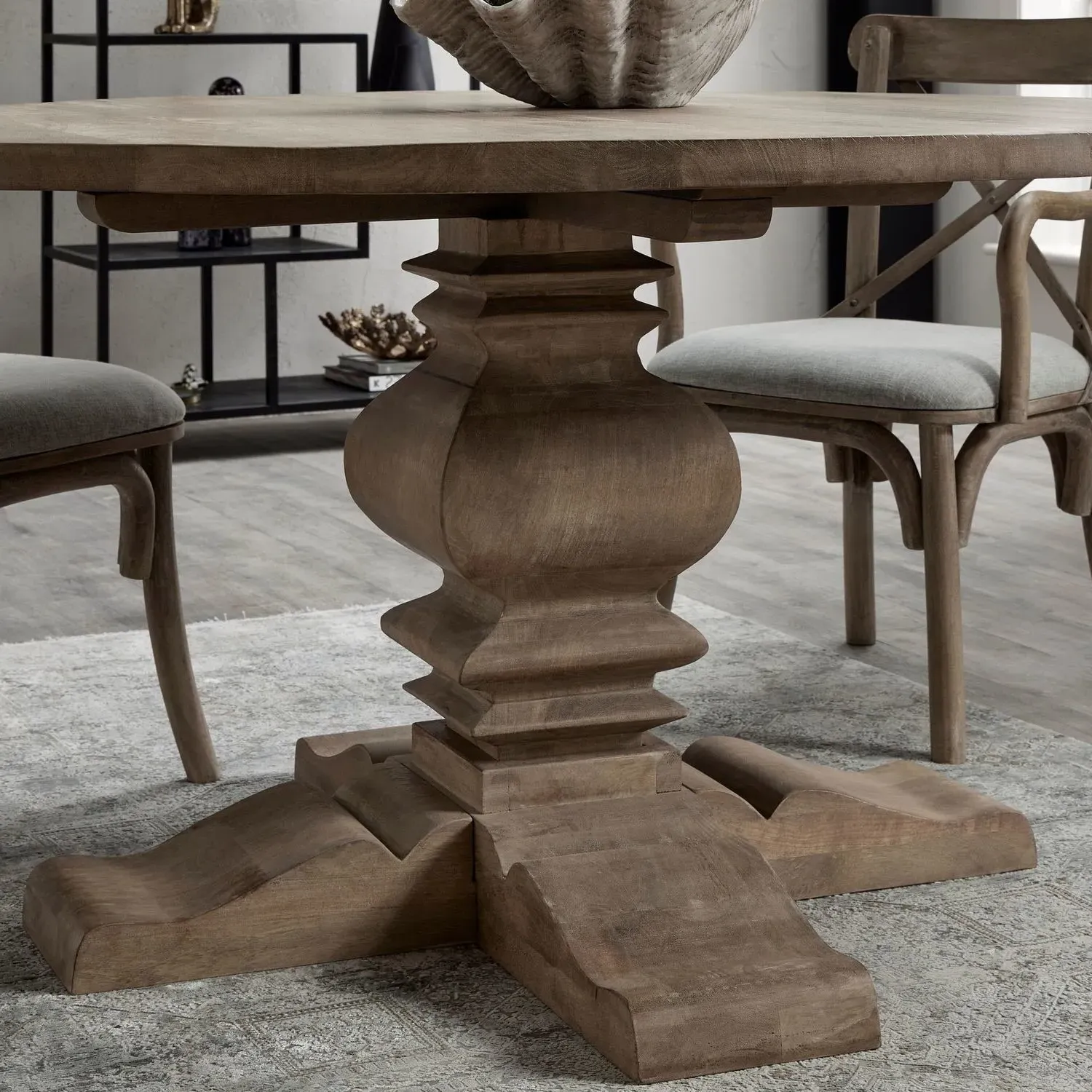 Round Dining Table Seats 6 - Brown, Mango Wood