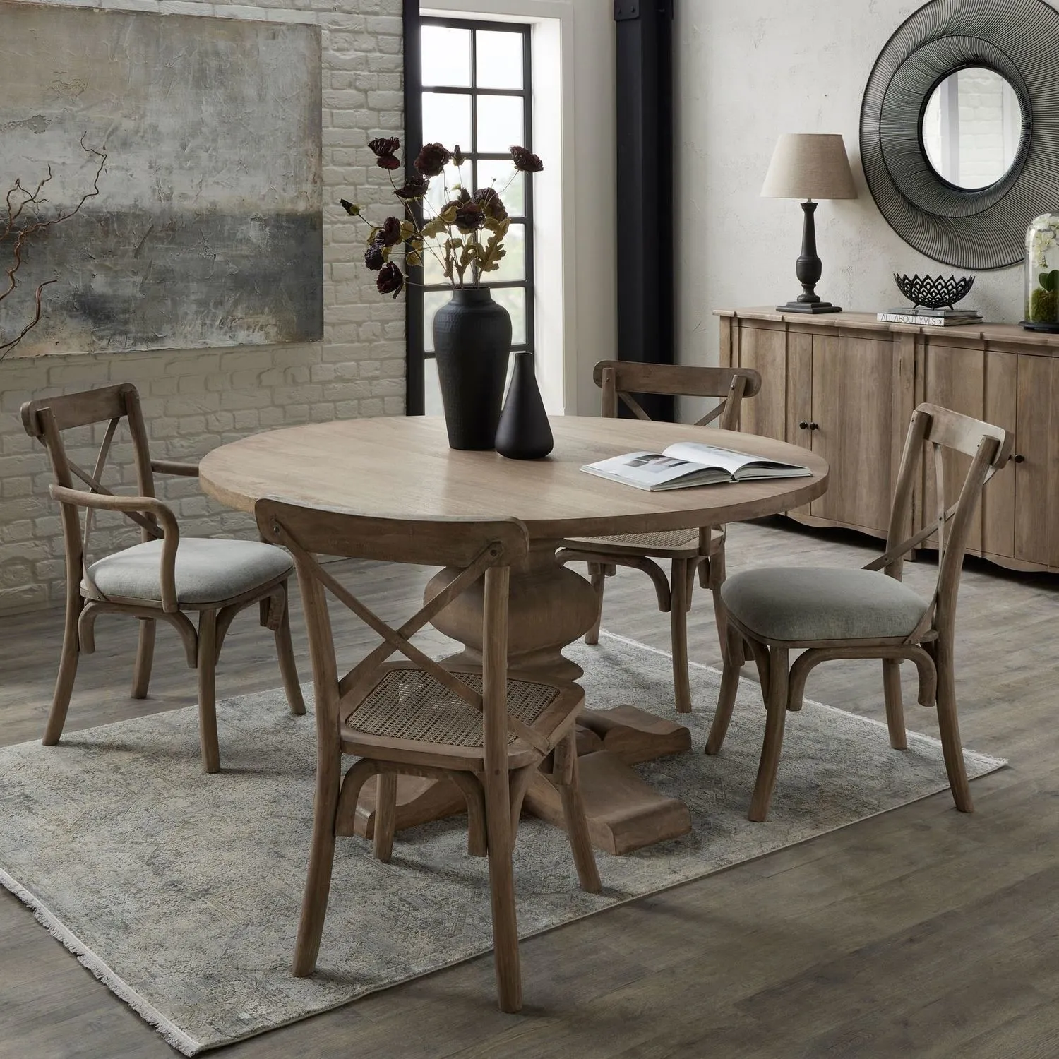 Round Dining Table Seats 6 - Brown, Mango Wood