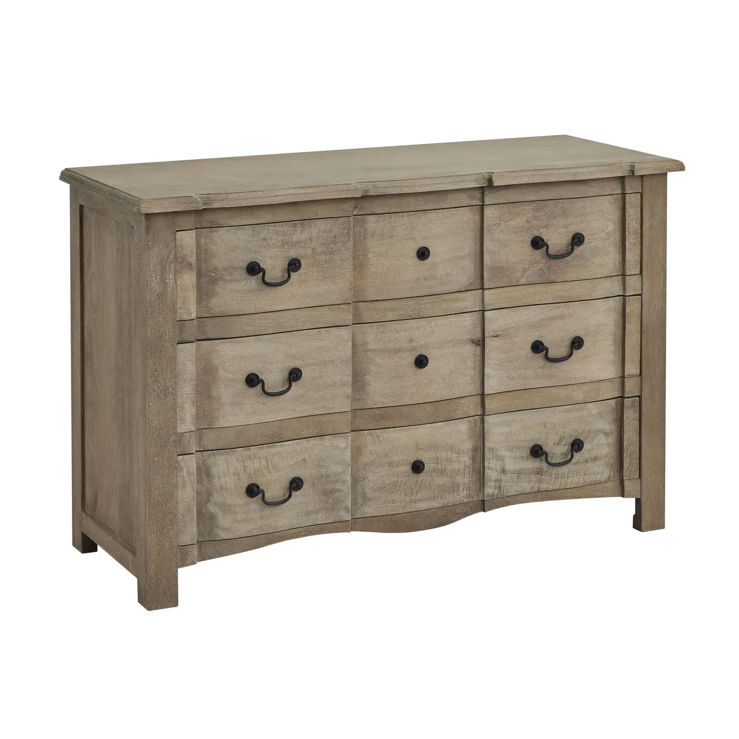 Wide 3-Drawer Chest - Grey, Solid Wood