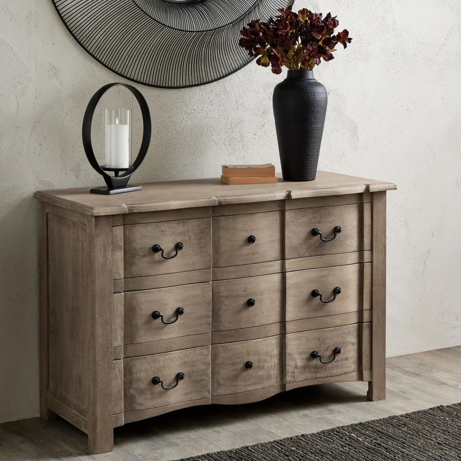 Wide 3-Drawer Chest - Grey, Solid Wood image