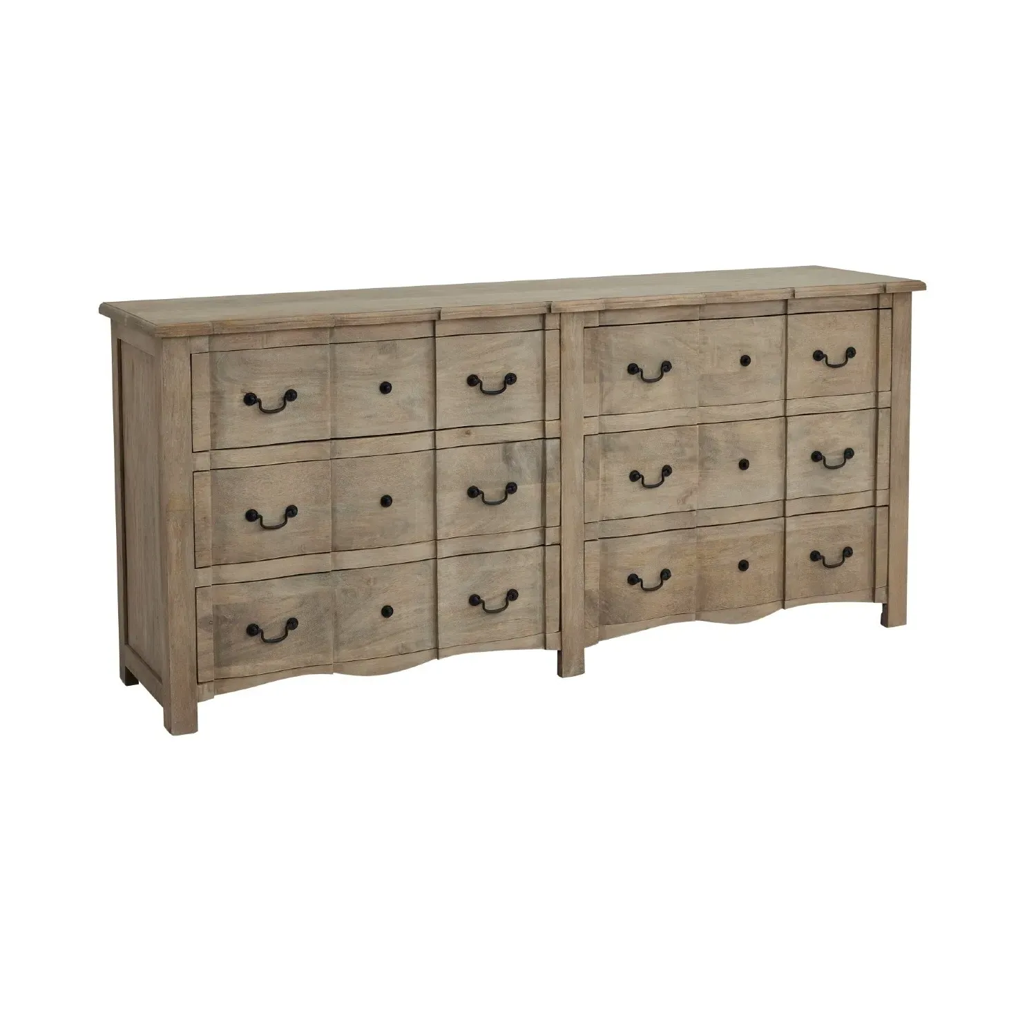 Wide 6-Drawer Chest - Grey, Solid Wood