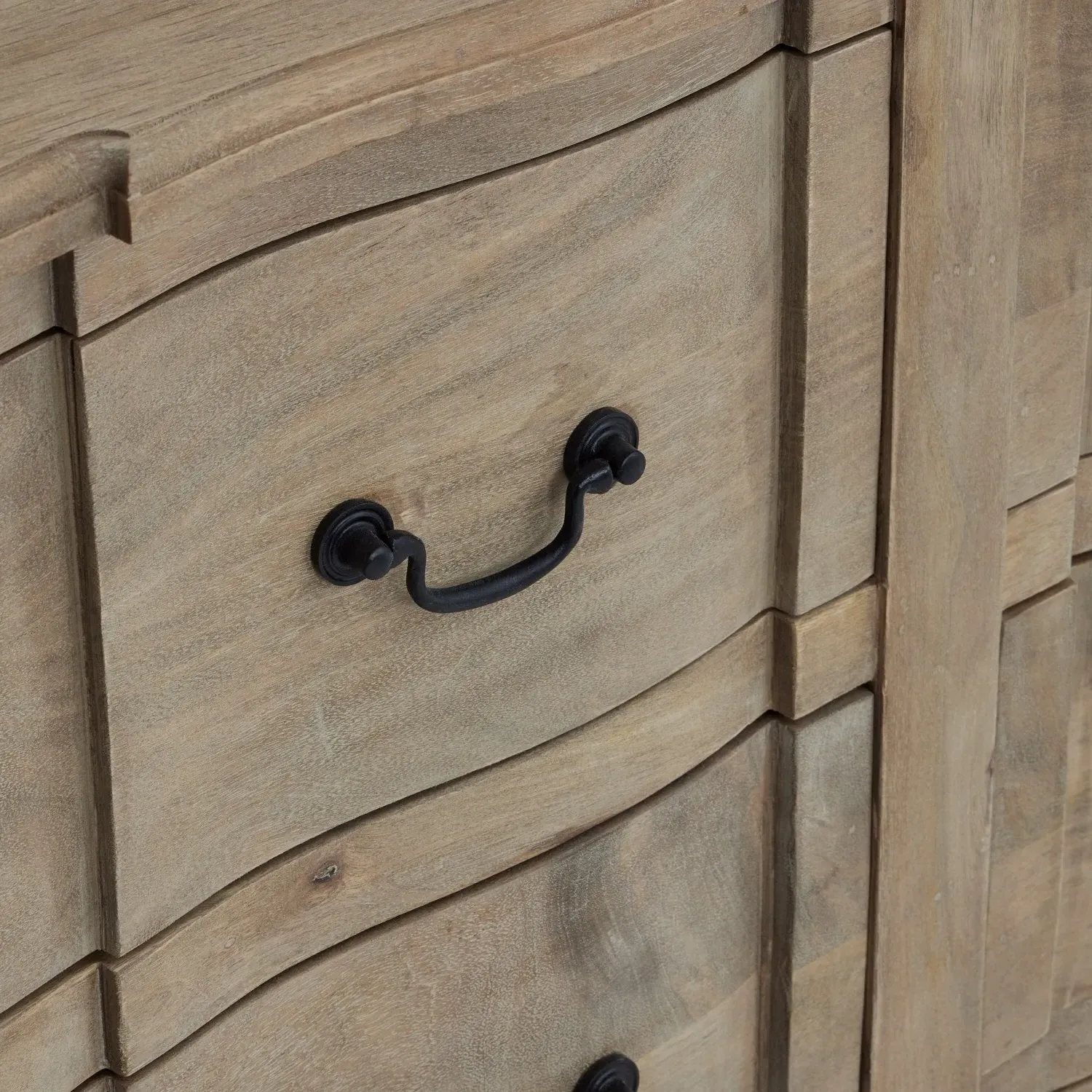Wide 6-Drawer Chest - Grey, Solid Wood