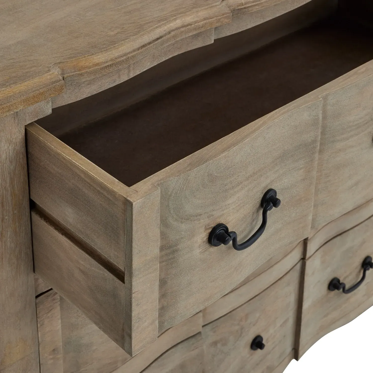 Wide 6-Drawer Chest - Grey, Solid Wood