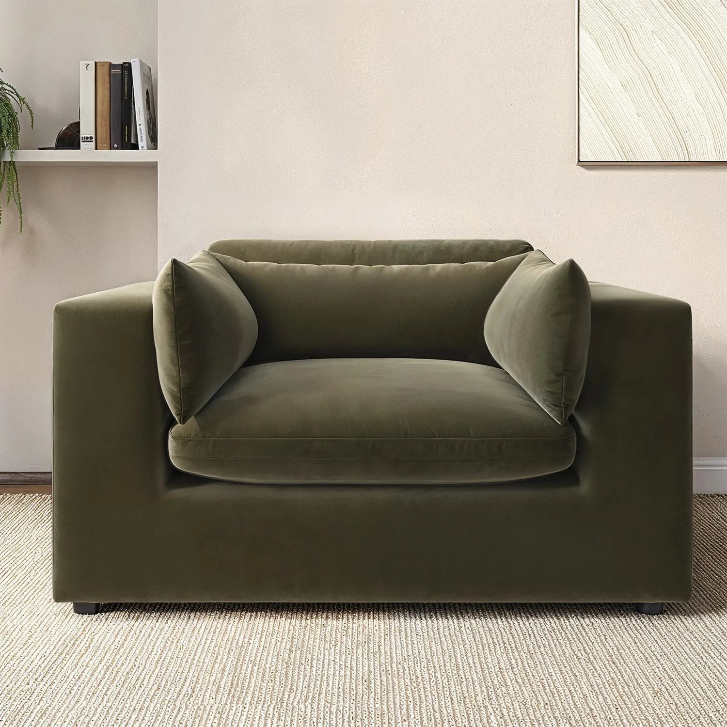 2-Seater Cuddle Chair - Green, Velvet