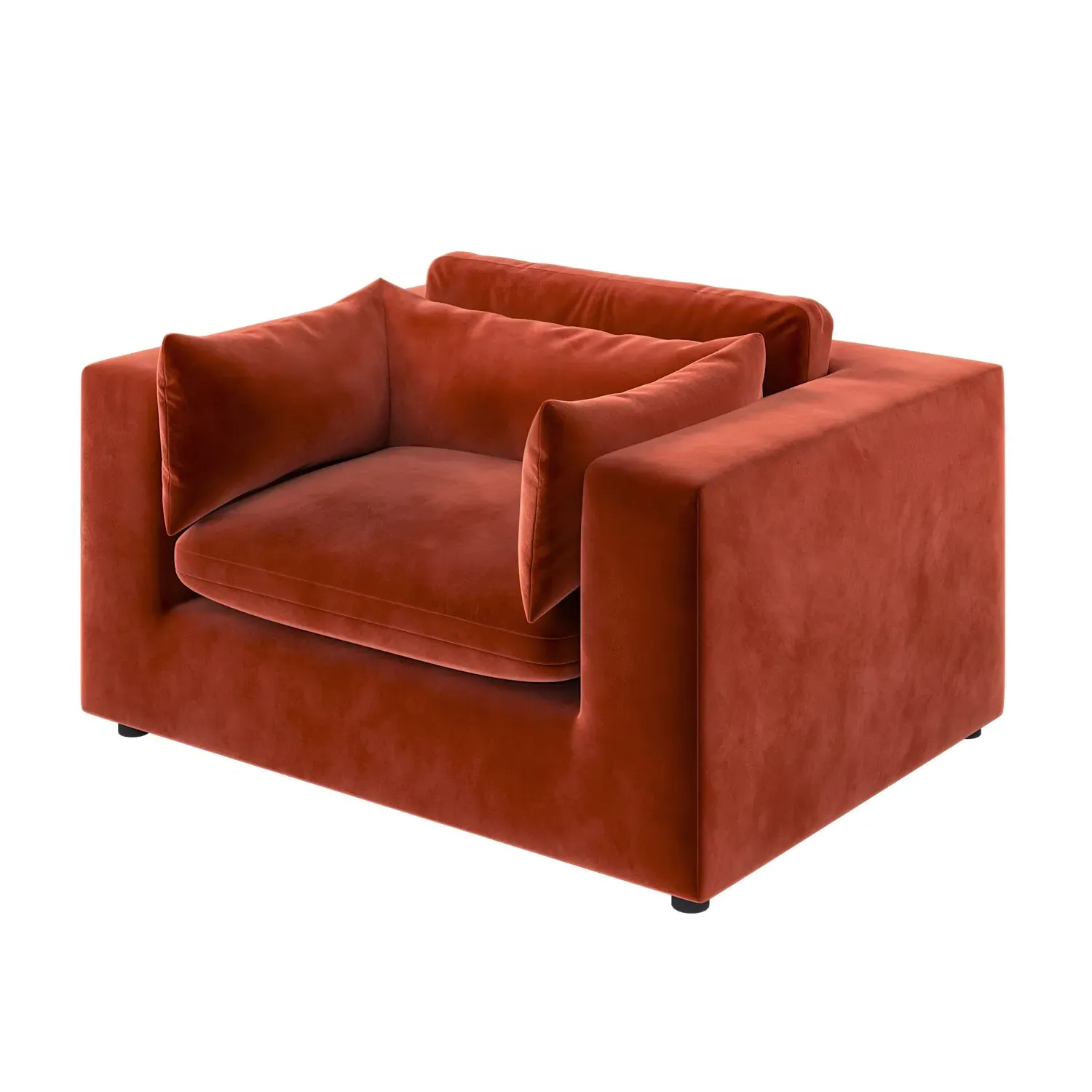 2-Seater Cuddle Chair - Orange, Velvet