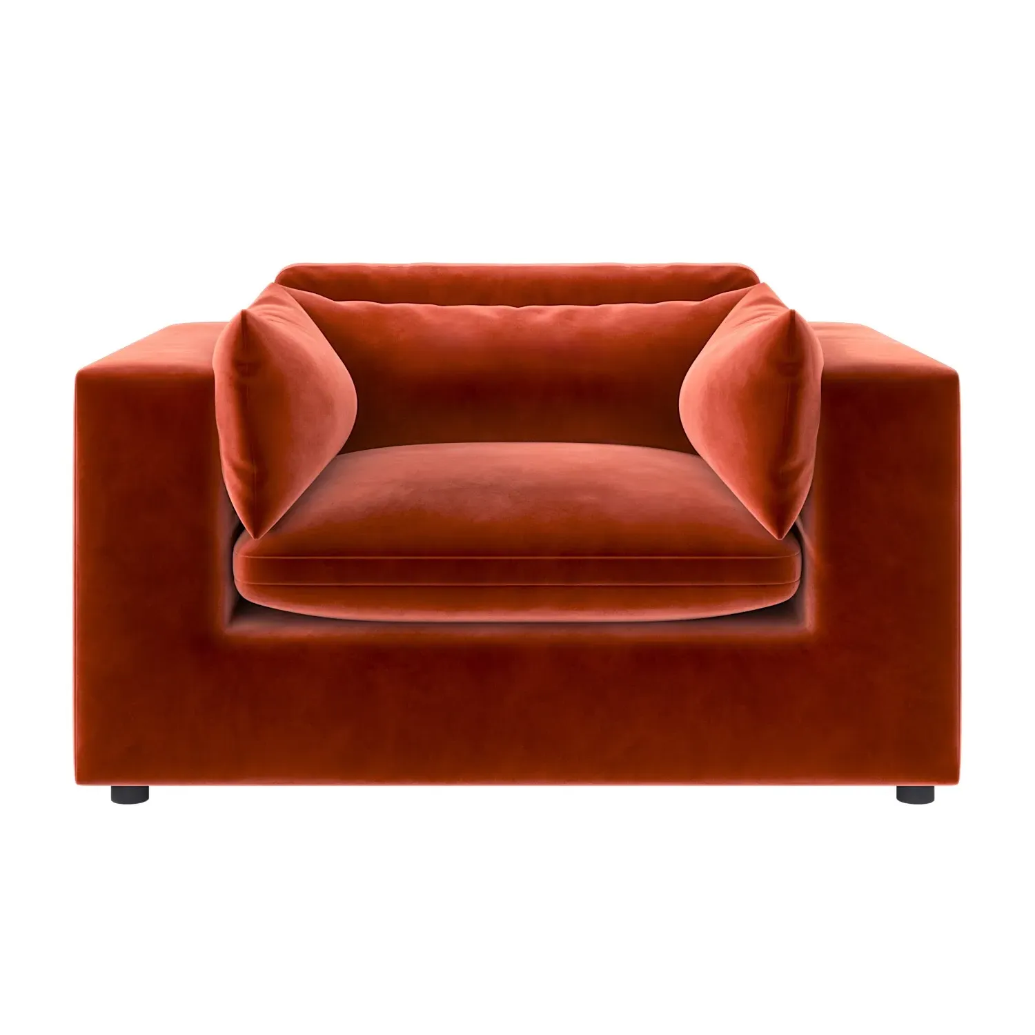 2-Seater Cuddle Chair - Orange, Velvet