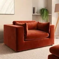 2-Seater Cuddle Chair - Orange, Velvet