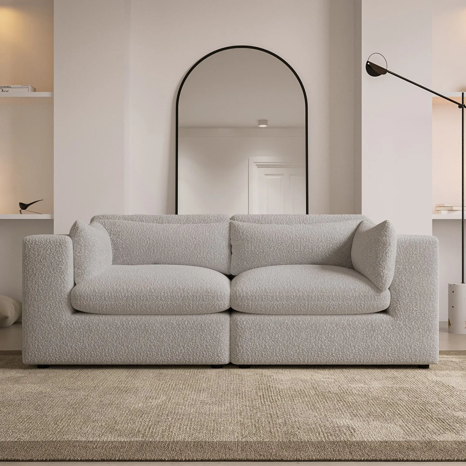 3-Seater Sofa Set with Cuddle Chair - Beige, Boucle