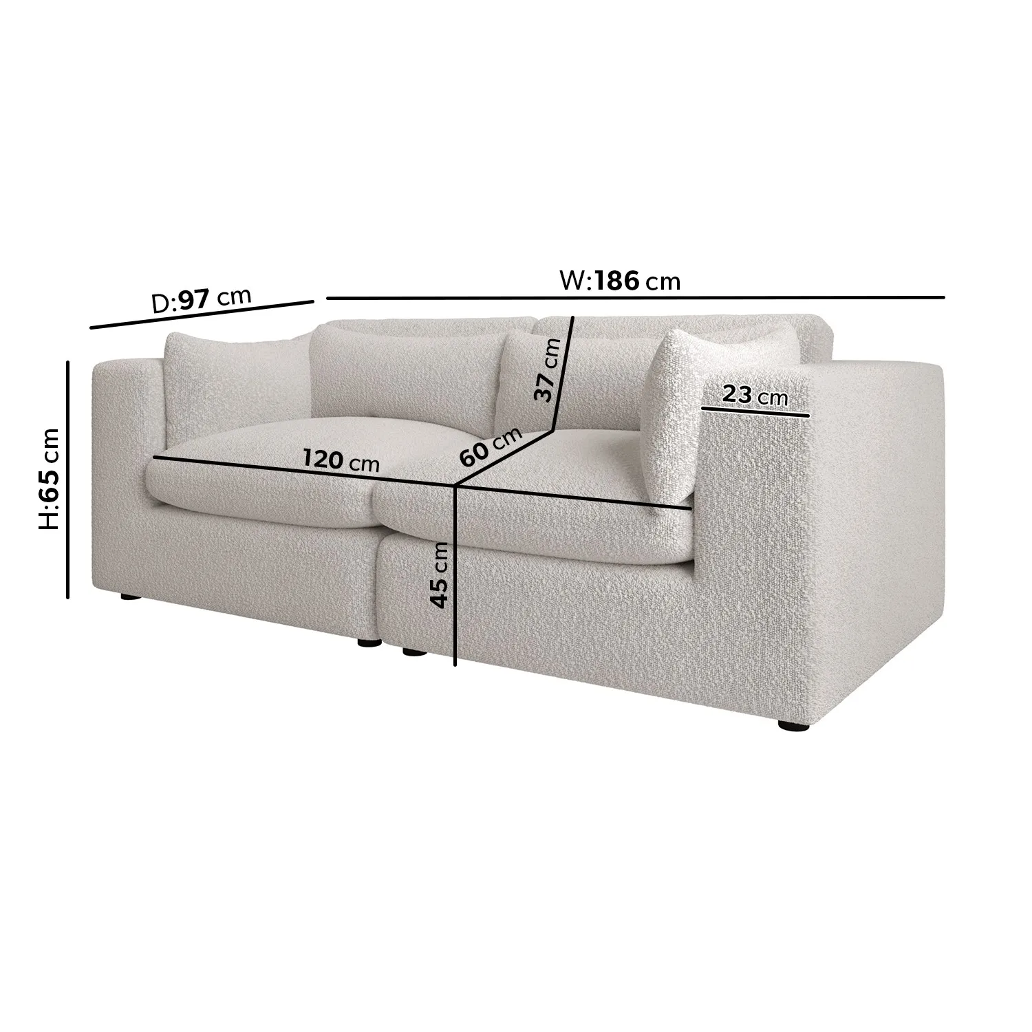 3-Seater Sofa Set with Cuddle Chair - Beige, Boucle