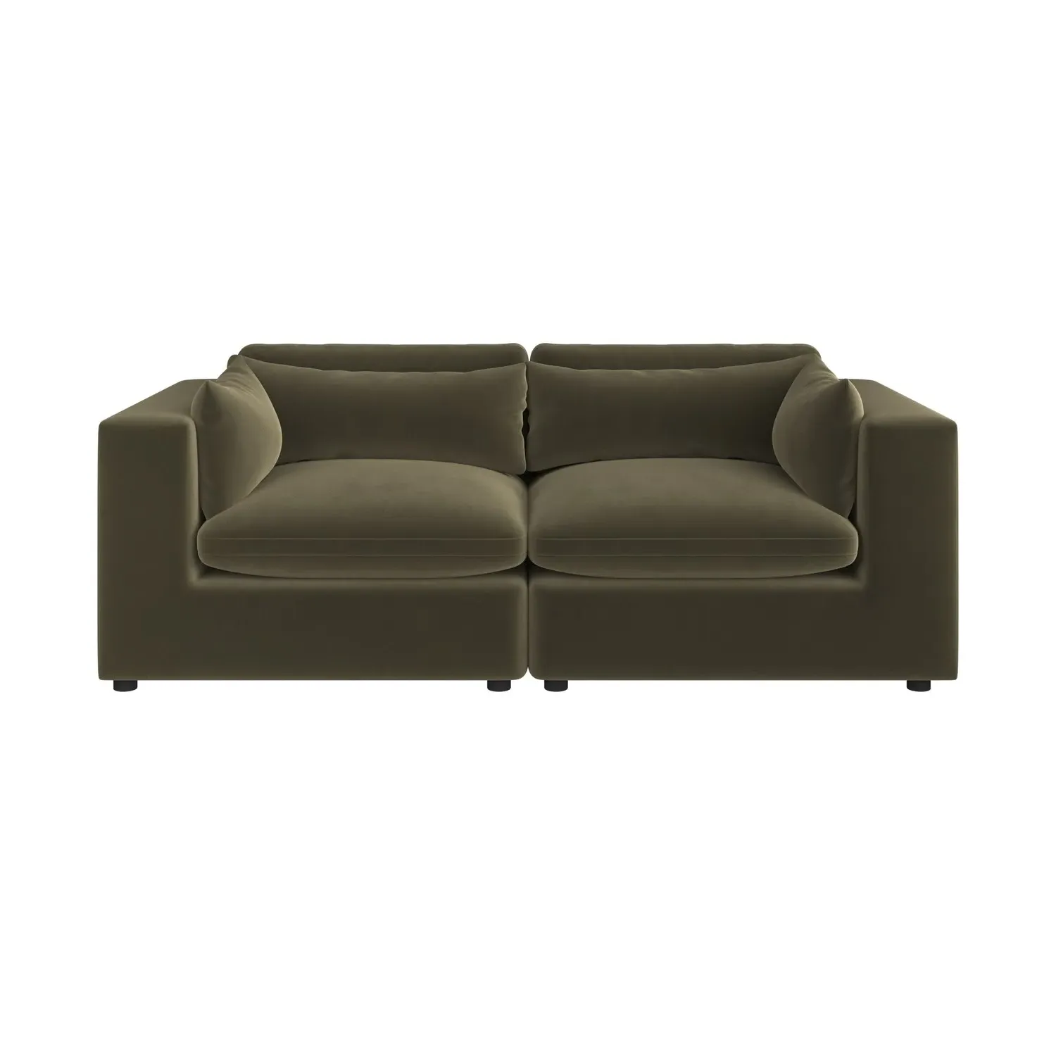 3-Seater Sofa with Removable Cushions - Green, Velvet