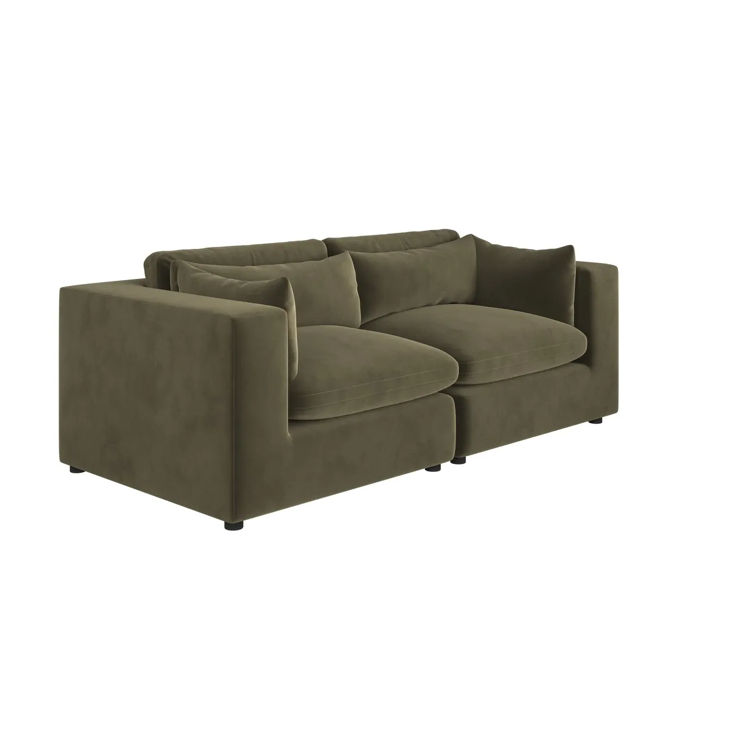 3-Seater Sofa with Removable Cushions - Green, Velvet