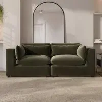 3-Seater Sofa with Removable Cushions - Green, Velvet