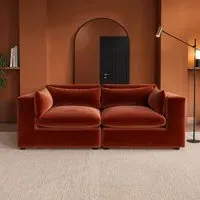 3-Seater Sofa with Removable Cushions - Orange, Velvet