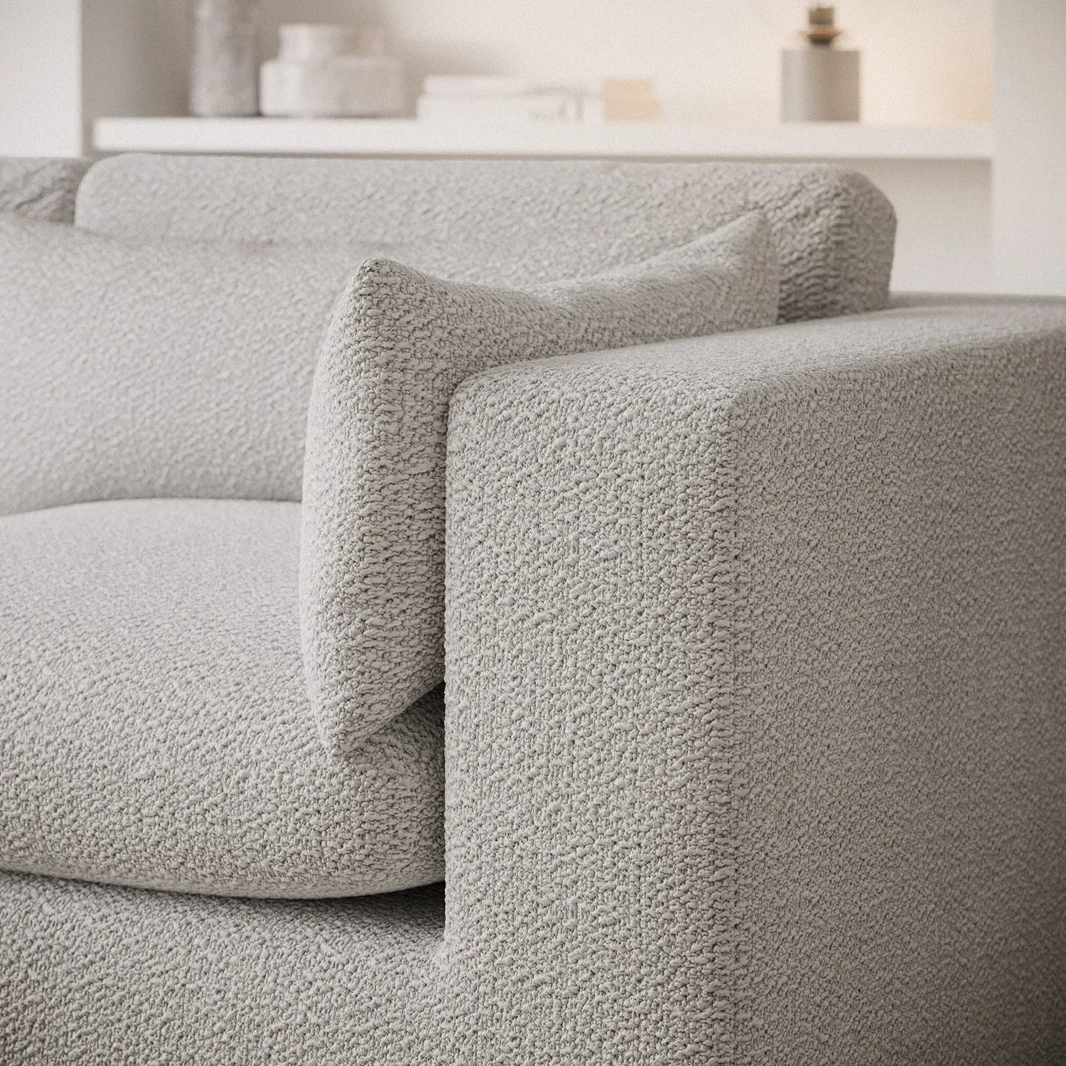 4-Seater Chaise Corner Sofa Reversible - Beige, Boucle