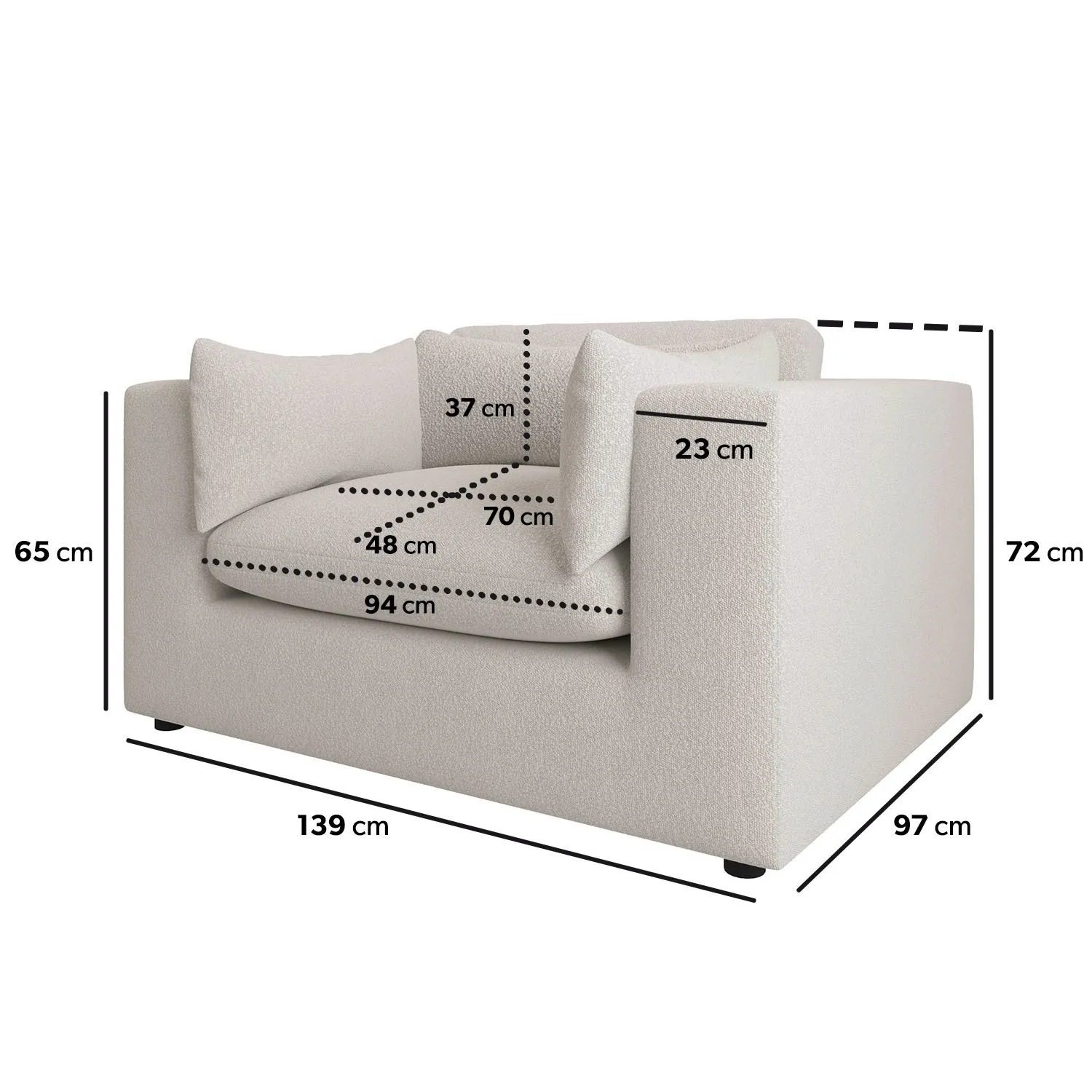 4-Seater Sofa Set with Cuddle Chair - Beige, Boucle
