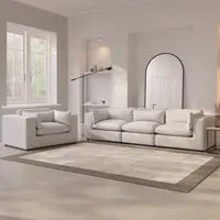 4-Seater Sofa Set with Cuddle Chair - Beige, Boucle