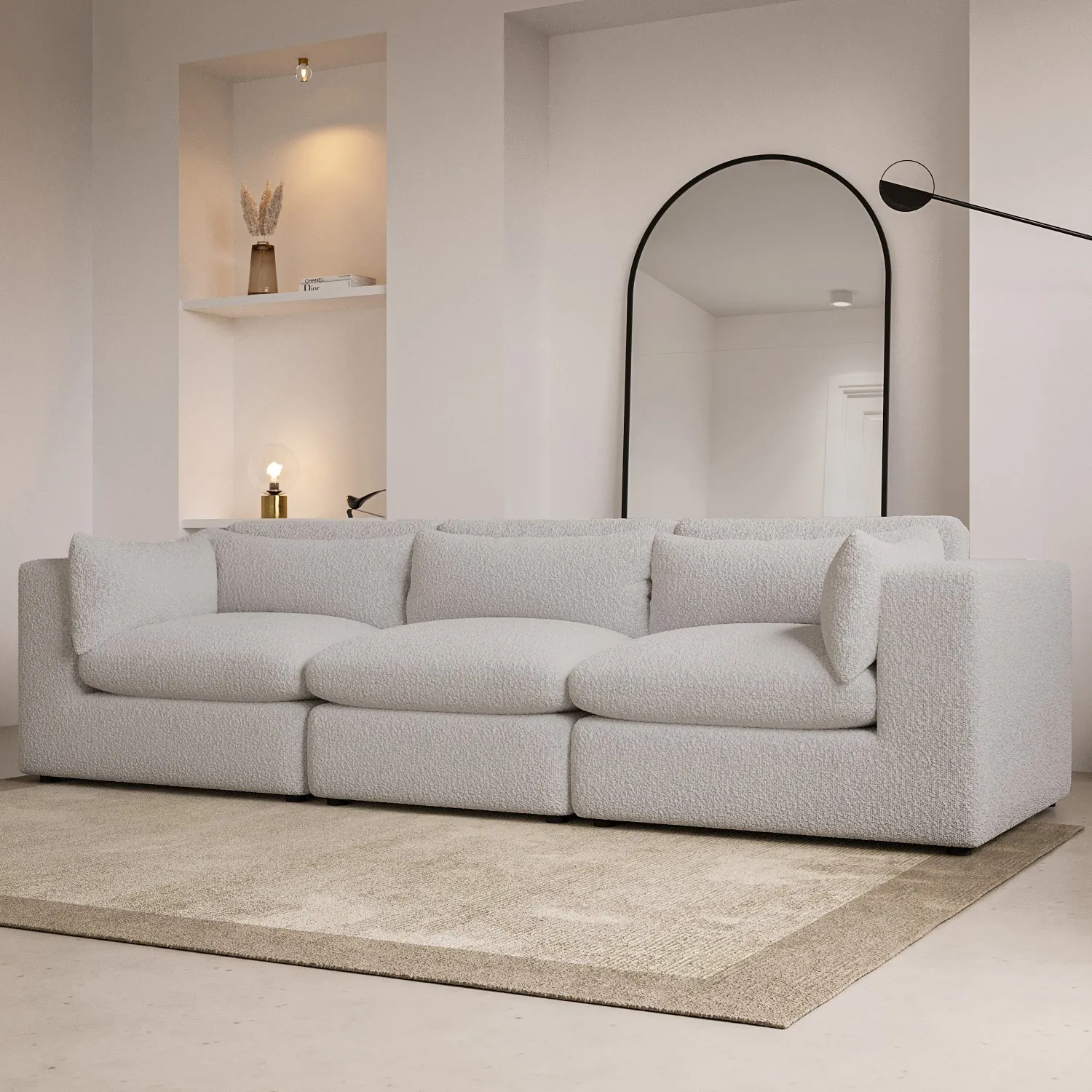 4-Seater Sofa with Removable Covers - Beige, Boucle