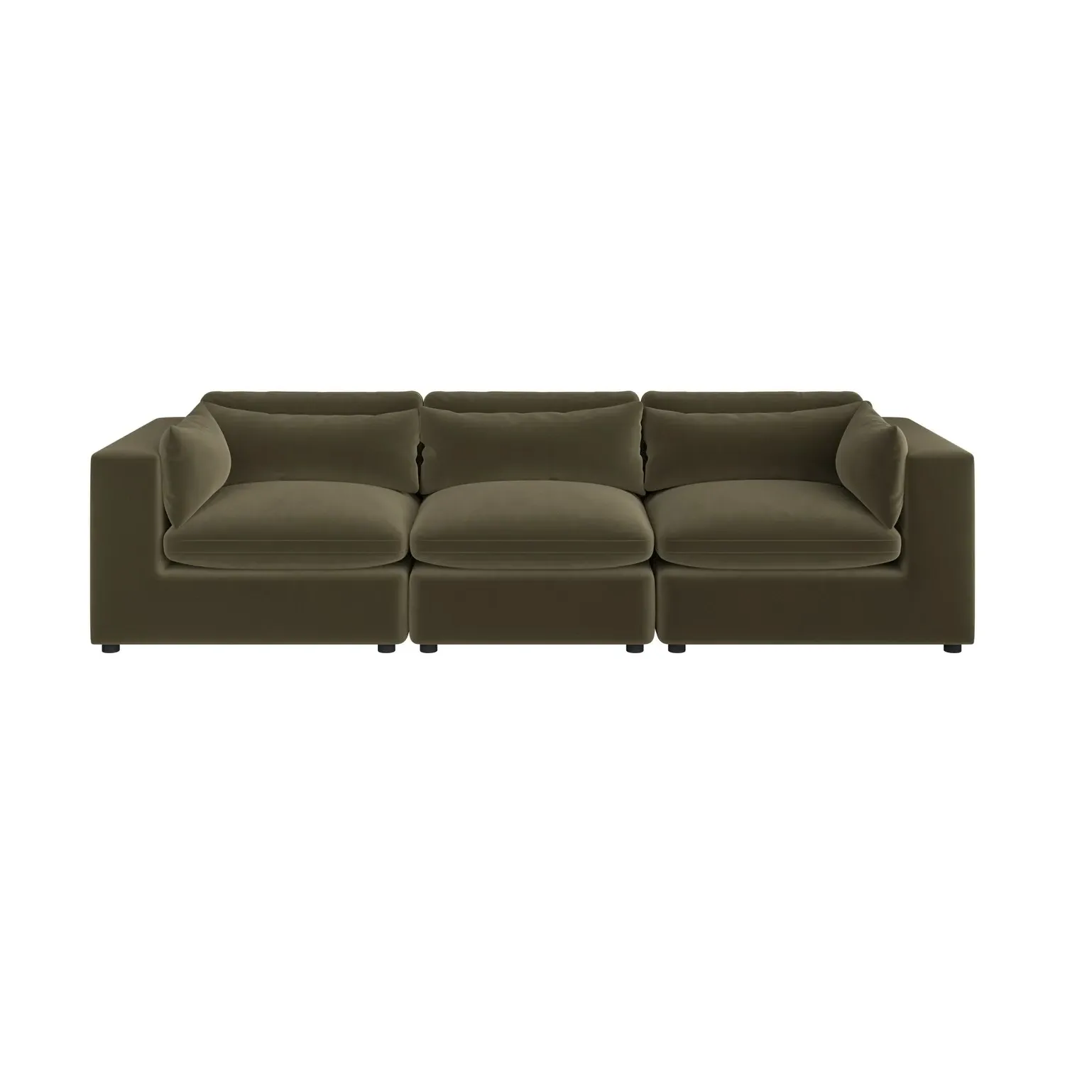 4-Seater Sofa with Removable Cushions - Green, Velvet
