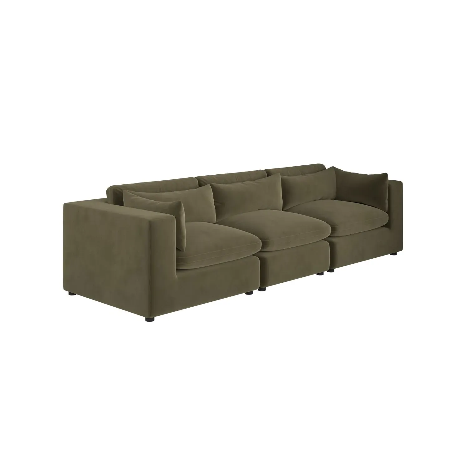 4-Seater Sofa with Removable Cushions - Green, Velvet