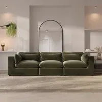 4-Seater Sofa with Removable Cushions - Green, Velvet