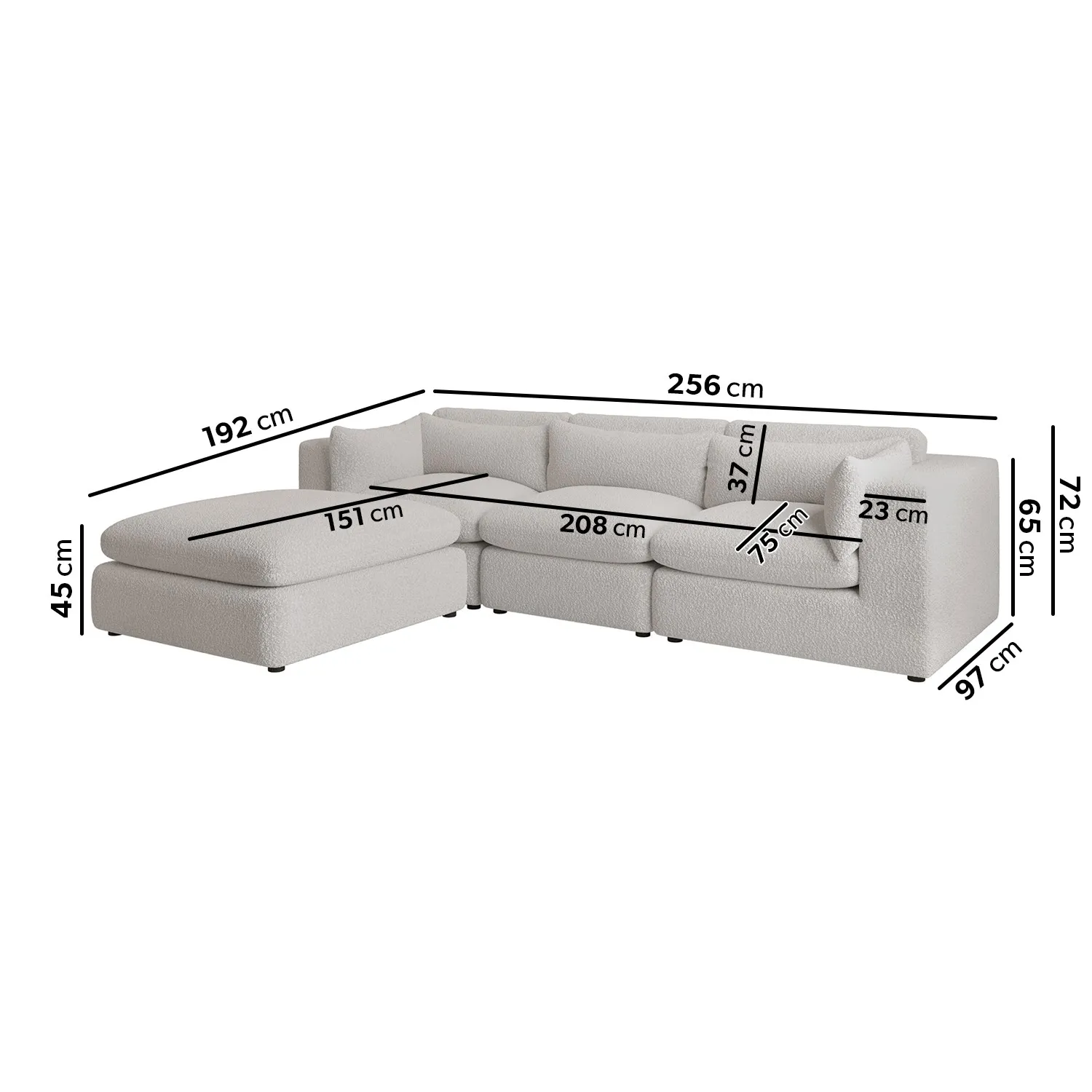 Chaise Corner Sofa Set with Cuddle Chair - Beige